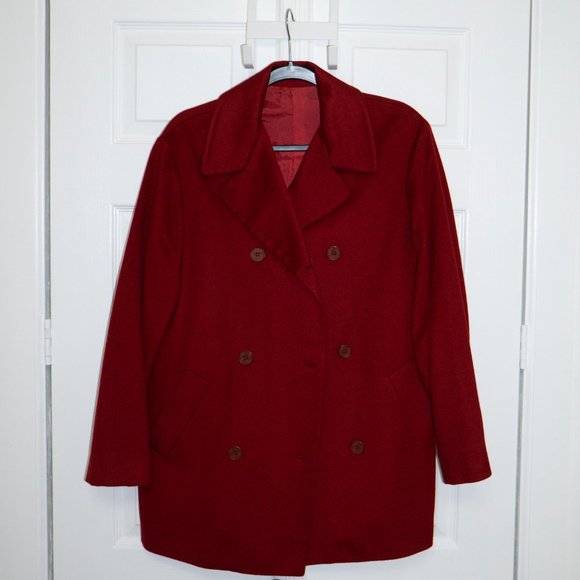 Red Cashmere Peacoat Jacket (M) - Picture 4 of 4